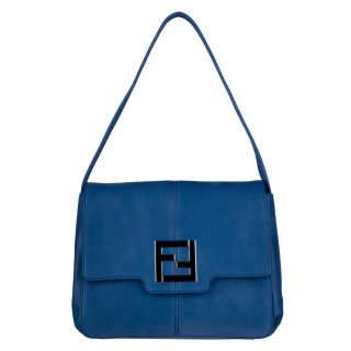 Fendi Royal Blue Forever Suede Shoulder Bag