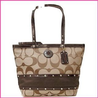 Coach Studded Sateen Striped Tote F20014 Clothing