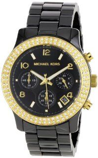 Michael Kors Womens MK5270 Black Ceramic Runway Gold Glitz Watch