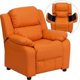 Deluxe Heavily Padded Contemporary Orange Vinyl Kids Recliner with