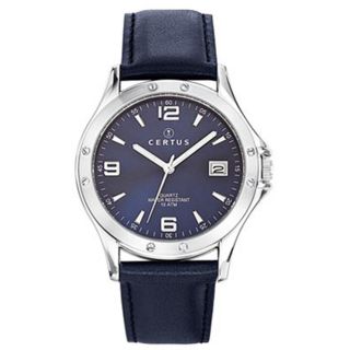Certus Mens Blue Dial Leather Date Watch