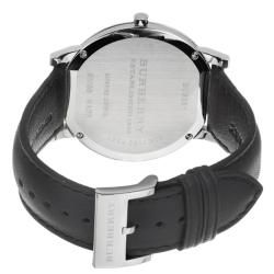 Burberry Mens Slim Black Dial Black Leather Strap Quartz Watch