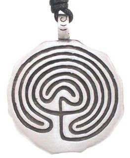 Labyrinth Maze Design Pewter Pendant Necklace Jewelry