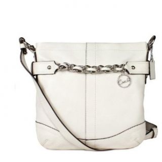 Coach Silver White Leather Chain Duffle Bag F19722