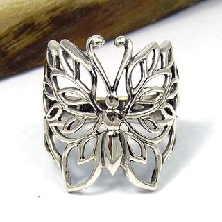Pretty Wild Sterling Silver Filigree Butterfly Ring (Thailand