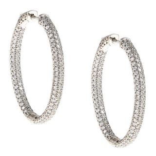 Sterling Silver Pave Cubic Zirconia Hoop Earrings