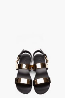 Giuseppe Zanotti Black Suede And Gold Plated Zak 10 Sandals for men
