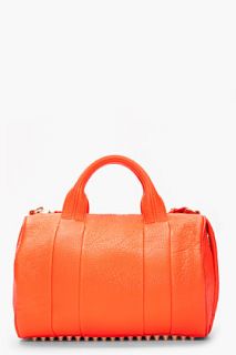 Alexander Wang Tang Orange Pebbled Leather Rocco Studded Duffle Bag for women