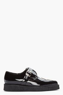 Underground Black Patent Boy London Buckle Creepers for men