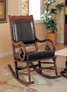 Traditional Style Bycast Leather Rocking Chair Home