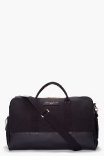 Want Les Essentiels De La Vie Black Leather Trimmed Dulles Sports Bag for men