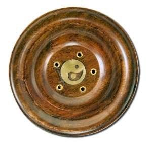 Incense Burners   Dish Holder with Yin/Yang Inlay Brass