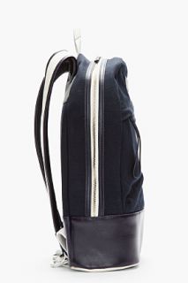 Want Les Essentiels De La Vie Navy & White Leather Trimmed Kastrup Canvas Backpack for men