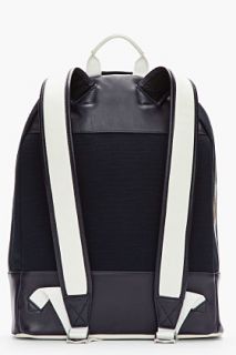 Want Les Essentiels De La Vie Navy & White Leather Trimmed Kastrup Canvas Backpack for men