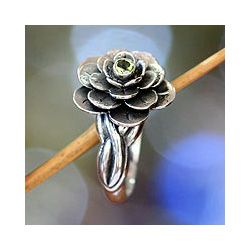 Sterling Silver Holy Lotus Peridot Flower Ring (Indonesia) Today $