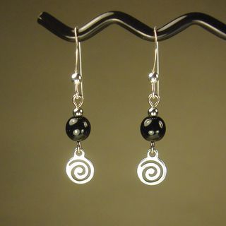 Jewelry by Dawn Black With Silver Swirl Drop Earrings