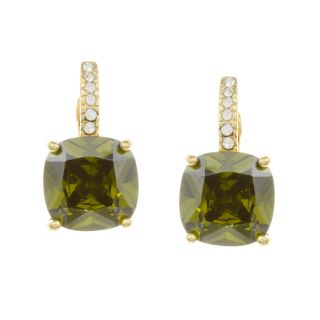 City Style Goldtone Green and White Cubic Zirconia Earrings Today $9