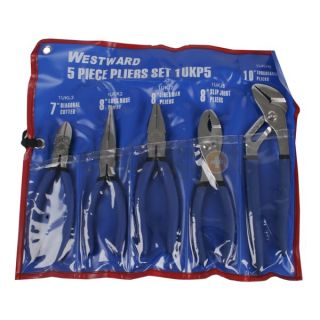 Westward 1UKP5 Plier Set, Dipped Grip, American Nose, 5 PC
