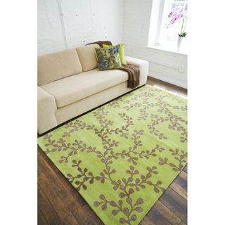 Hand tufted Painterly Lime Wool Rug (8 x 11)