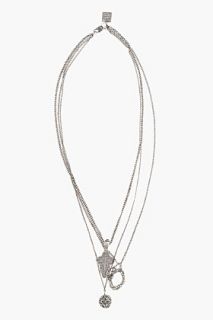 Goti Silver Cross & Crown Multi chain Pendant Necklace for men
