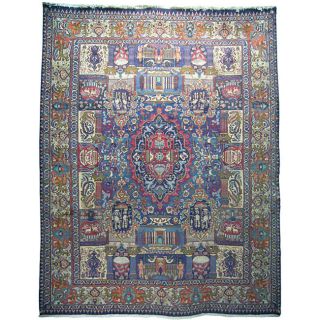 Persian Hand knotted Light Blue Wool Kashmar Rug (94 x 123