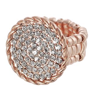 Journee Collection Coppertone White Rhinestone Disk Stretch Ring