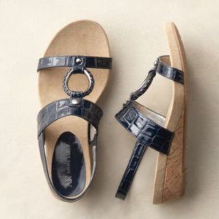 Womens Anne Klein IFLEX Longly Sandals Navy Croc 8 1/2 Shoes
