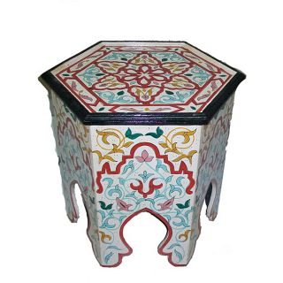 Handpainted Arabesque II Wooden End Table (Morocco) Today: $219.99
