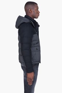 Moncler Black Hooded Wool Panel Egide Jacket for men