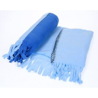 Plaid polaire 130 x 160 bicolor bleu/bleu foncé Fi   Achat / Vente