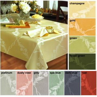 Rose Trellis Jacquard 60x120 inch Tablecloth in assorted colors