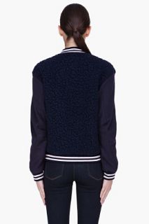 Surface To Air Navy Wool Varsity Jacket for women