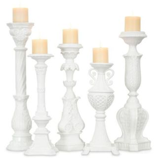 Glossy White Candleholders (Set of 5)