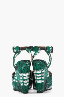 Marni Edition Green Duck Print Platform Sandals for women