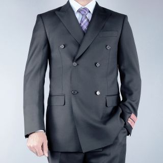 Mantoni Mens Classic Fit Black Double Breasted Wool Suit Today $194