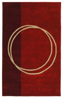 Handmade Rodeo Drive Circle of Life Red/ Ivory N.Z. Wool Rug (36 x 5