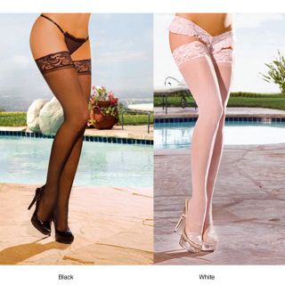Emaje Sheer Thigh High Lace Top Stay Up Stockings (Pack of 2