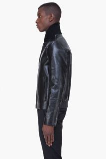 3.1 Phillip Lim Black Sculpted Leather Sports Jacket for men