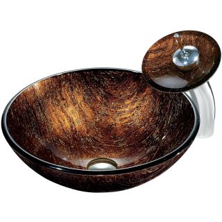 Kenyan Twilight Vessel Sink in Mulicolors with Waterfall Faucet