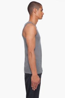 SLVR Grey Ribbed Tank Top for men