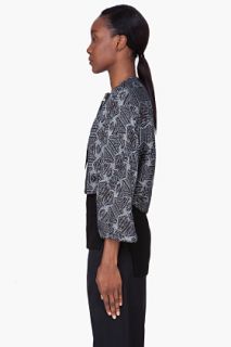 Damir Doma Charcoal Leather Trim Kimono Jacket for women