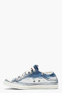 Diesel Faded Blue Denim Shimmering Exposure Iv Sneakers for women