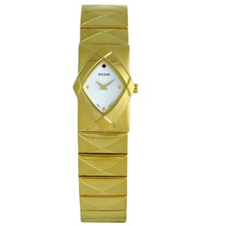 Pulsar Womens Stainless Steel Goldtone White Dial Watch