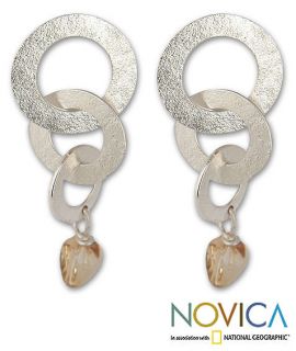 Sterling Silver Citrine Sonia Dangle Earrings (Brazil)