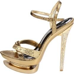 Celeste Womens Rosie 02 Gold Stiletto Sandals