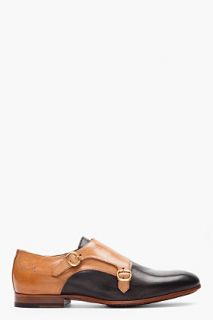 Alexander McQueen Tan Two tone Calfskin Monk Shoes for men