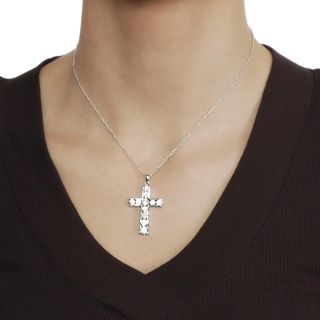 Journee Collection Silvertone Cubic Zirconia Cross Necklace
