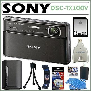Sony Cybershot DSC TX100V/B 16.2MP Black Digital Camera with16GB Kit