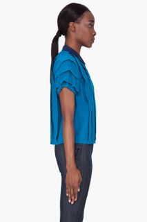 Marc By Marc Jacobs Turquoise Pleated Vlada Blouse for women