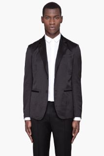 Alexander McQueen Black Fine Wool Satin Jacquard Blazer for men